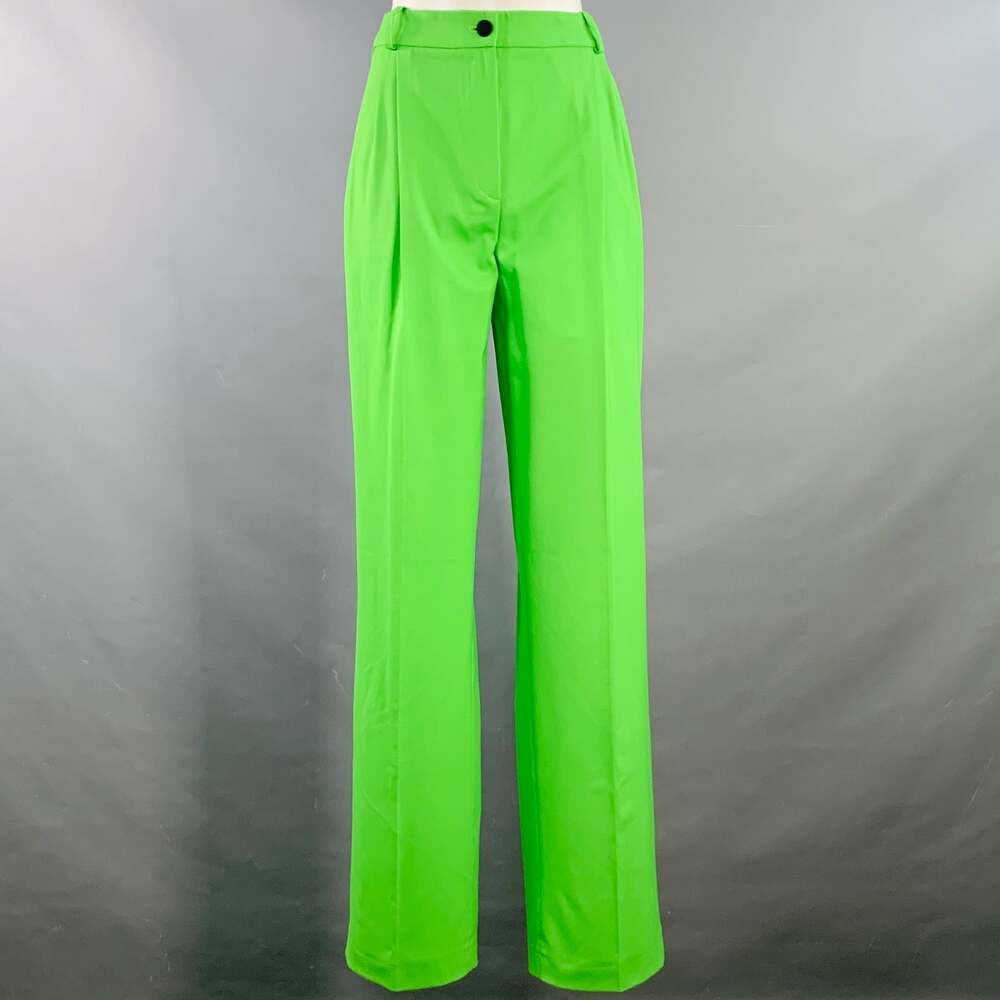 MARCELL VON BERLIN Size 2 Green Lime Virgin Wool Blend Twill Dress Pants